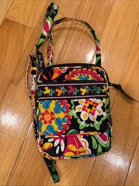 Vera Bradley Black Multicolor Floral Quilted Mini Crossbody